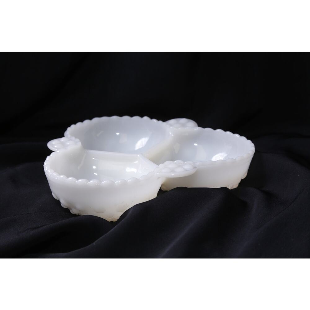 Fenton, Three Section Milk White Glass Bowl, Candy/Nut Dish